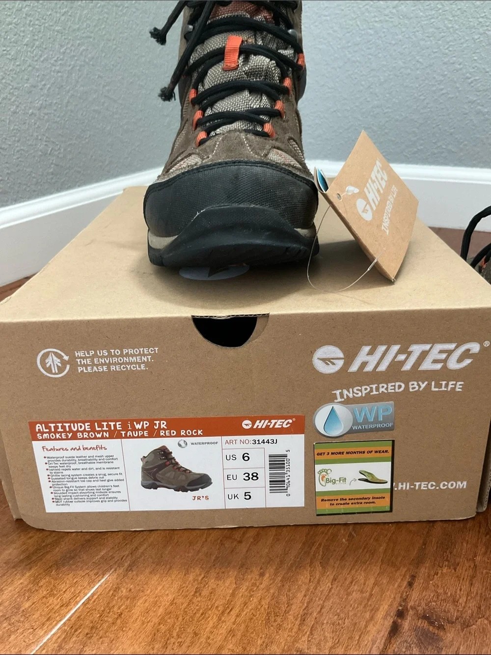 Hi-Tec Brown and Orange Trail Hiking Boots